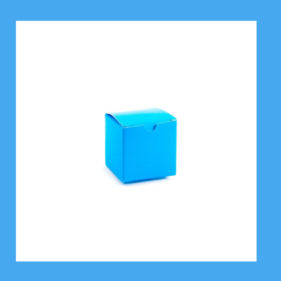 Promotional Square Box made with Recycled Material - Smooth Blue or PolkaDot